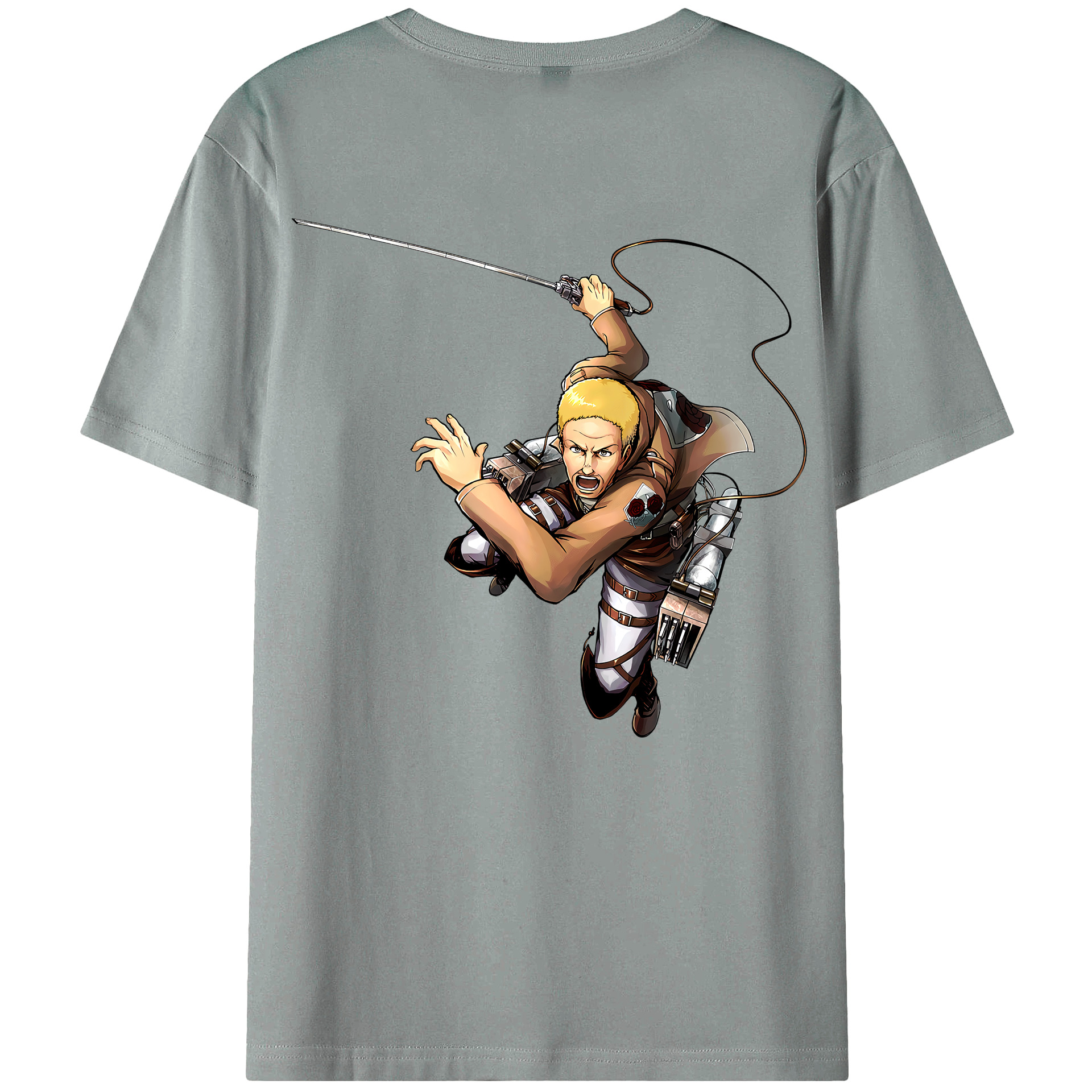 （画像用） 進撃の巨人 ハンネス Attack on Titan Hannes 綿100％ メンズ半袖Tシャツ（バックプリント） 通気性